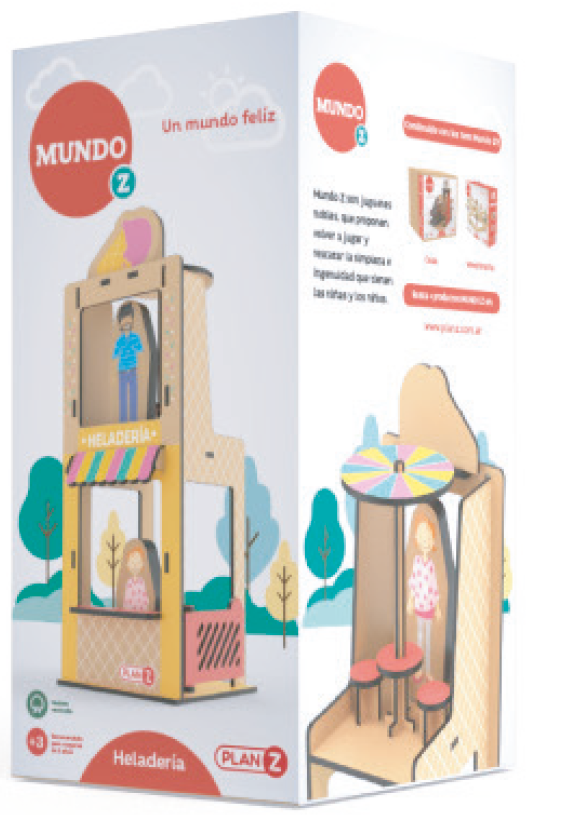 HELADERIA DE MADERA CON PERSONAJES Y MUEBLES