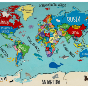 Encastre Mundo Madera 40X26.5Planisferio